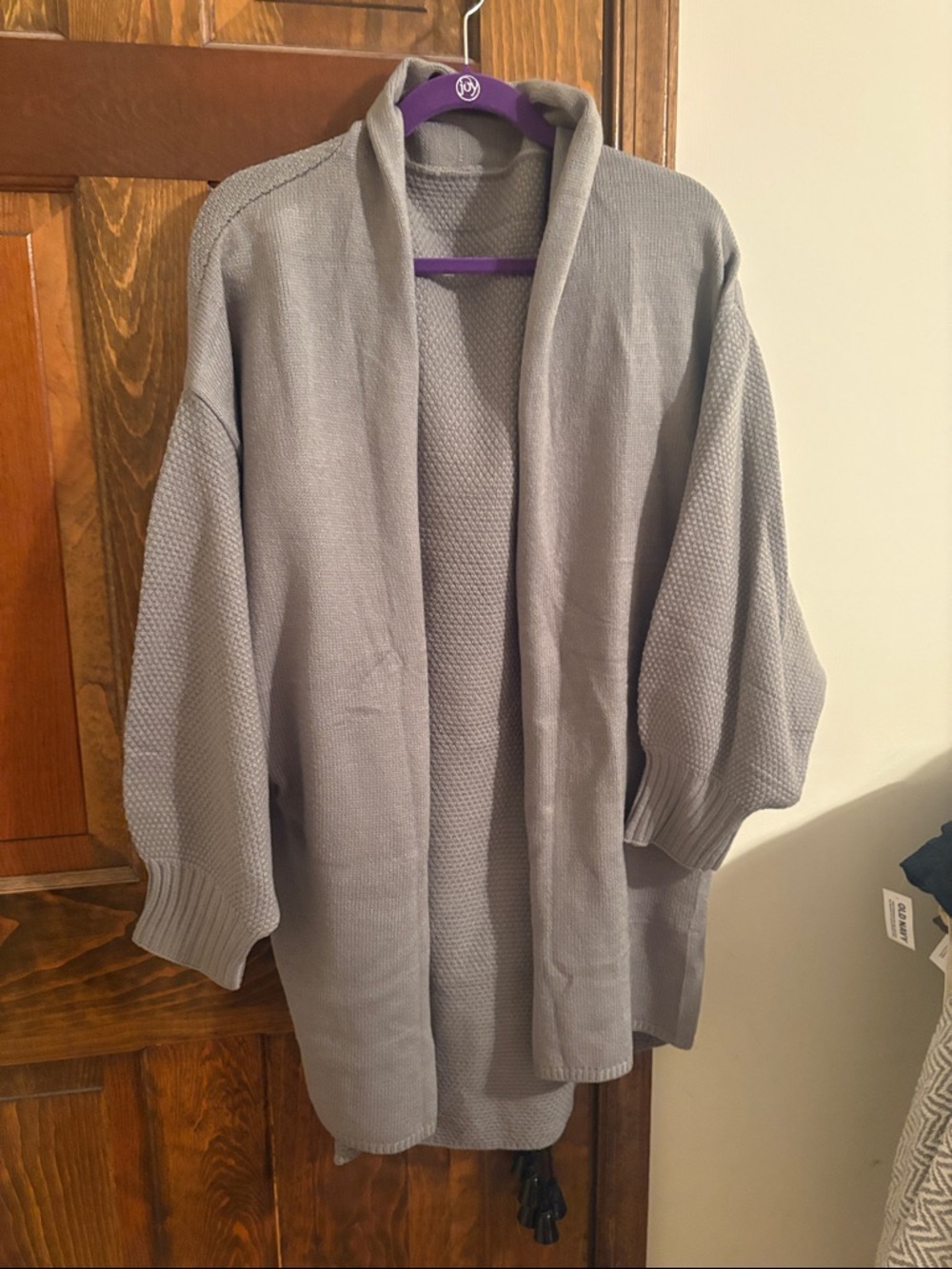 Cozy Open-Front Gray Knit Cardigan